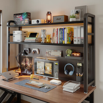 Shanshan wood art desktop storage rack hole board table bookshelf desk multi-layer storage rack e-sports table no-punch organizing rack
