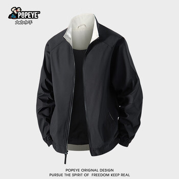Popeye outdoor american stand collar jacket men's autumn and winter loose casual sports flight jacket dj09 black xl