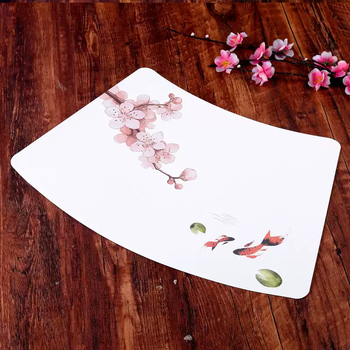 Yipintei cuisine fan-shaped placemat disposable thickened japanese-style dining table paper oil-proof and waterproof izakaya placemat flower raft fan-shaped