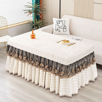 New grill hood thickened winter electric stove hood rectangular plus velvet to keep warm double-sided velvet dustproof fengwei-off-white length 75*width 75*height 68cm electric stove hood