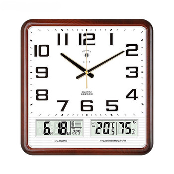 Polaris (polaris) living room wall clock silent clock radio wave automatic synchronization home calendar clock perpetual calendar quartz clock wood grain color (large size 40*42 cm) radio wave automatic synchronization movement