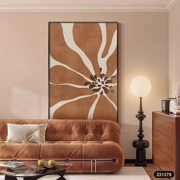 Yusen yi wabi-sabi chinese antique style living room decoration painting retro abstract flower sofa background wall mural high-end entrance hall hanging painting a 35x50cm high-definition texture picture style black (25mm brushed aluminum alloy frame)