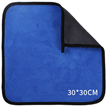 Pioneer coral velvet car wipes, car wash towels, fiber rags, thickened water-absorbent two-color double-sided car towels, gray blue 800g/ 30*30cm (minimum order of 30 pieces)
