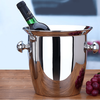 Miling creative thickened stainless steel red wine ice bucket for ice special champagne beer bucket bar ktv ice horn horn ice bucket/2l silver
