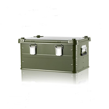 Outdoor storage box magnesium aluminum alloy storage box car storage box trunk camping storage aluminum alloy box military green rounded corners small size