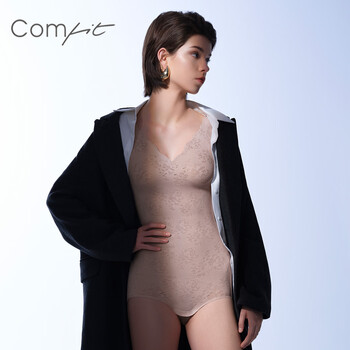 Comfit zhongsu body shaping bodysuit with cup lace bodysuit slimming tummy, lifting buttocks, antibacterial cy00055 lotus root color lav l