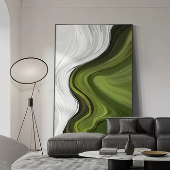 Yusenyi abstract italian minimalist living room decoration painting modern simple sofa background wall hanging painting large scale boundless grid liao entrance a dazzling black brushed aluminum alloy painting frame-oil painting canvas 140x210cm