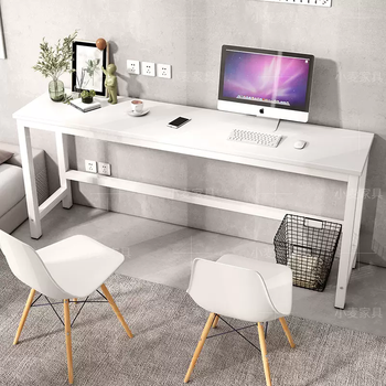 Yusenyi custom-made narrow table against the wall, long strip table, computer desk, study table, desk rectangular, white - white frame, free reinforcement rod 100x40x74cm