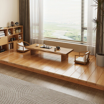 Nanbomaru customized solid wood bed log style simple tatami panel splicing platform bed short bed b&b balcony loft platform color/size customization available for consultation