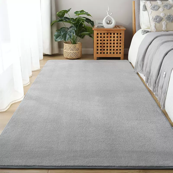 Yusenyi carpet bedroom bedside blanket high-end solid color floor mat thickened short plush fully made bed front foot mat light gray 200160cm (thick encrypted)