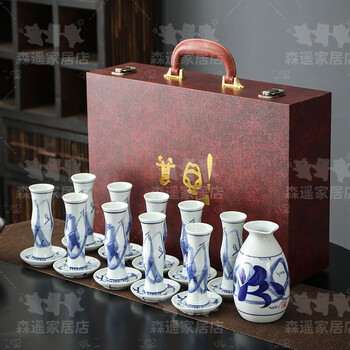 Xinghuacun fenjiu draws inferences about other things, wine glasses, bamboo cups set, gujing tribute wine blue and white ceramic white wine cups, reissued single shots will not be issued.