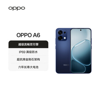 Oppo a6 12gb+256gb blue ocean glow ip69 waterproof large battery long life durable and anti-fall 5g smart backup mobile phone self-operated flagship store national subsidy