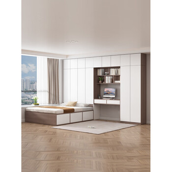 He jiagong tatami wardrobe integrated bed solid wood tatami bed wardrobe integrated combination customized cabinet bedroom small apartment tatami + bedside cabinet 1800mm*2000mm