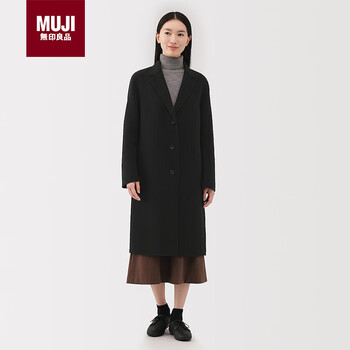 Muji women's wool blend chester coat woolen jacket women's 25th autumn and winter new arrival black m