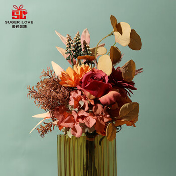 Love has been filled with sugar artificial flowers, nordic high-end artificial flower ornaments, girls' gifts, hand-held flowers, flower arrangements, living room dining tables, decorative flowers, orange