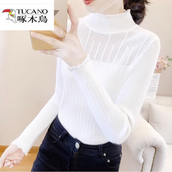 Woodpecker lace half turtle neck bottoming shirt women's sweater long sleeve spring and autumn new style slim fashion sexy knitted sweater top white l recommended 105-115 catties
