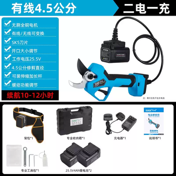Shuchang shuchang electric pruning shears for fruit trees, thick branch pruning electric shears, garden pruning lithium battery rechargeable powerful electric shears, shuchang 8612-2 wired 4.5, two batteries for one charge.