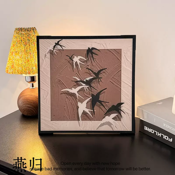 Yusenyi decorative painting living room and restaurant antique style retro table tv cabinet bedroom bedside high-end decorative painting ornaments yangui single frame 30x30cm with bracket upgraded flash film