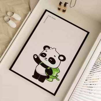 Yusenyi bathroom silk ring elderly floor mat shower room bathroom dressing room anti-fall partition anti-slip bathtub water cooling foot mat bamboo panda 40x70cm