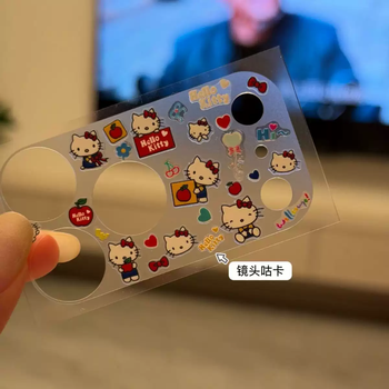 He jiangong iphone17promax lens film diy cute red apple kitten decorative sticker ins suitable for apple 17pro invisible transparent lens base film lens film three matte anti-scratch base film + hello kitty iphone17promax
