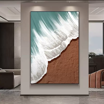 Yusenyi nordic living room hanging painting wabi-sabi wind floor texture sofa decoration painting background wall wave painting abstract painting coast dream r brushed aluminum alloy picture frame-oil canvas dazzling black 80x120cm