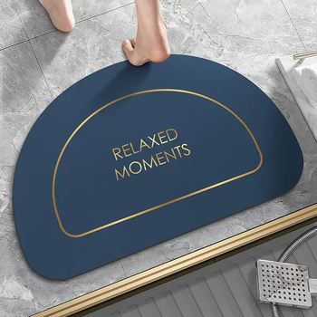 Yusenyi soft pad absorbent mat quick-drying bathroom door mat toilet non-slip bathroom floor mat door mat kitchen door indigo semicircle 60x90cm