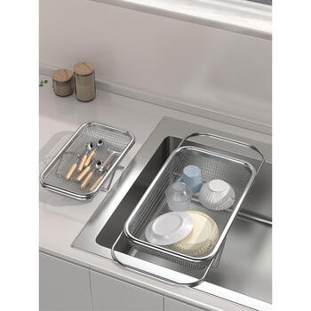 Weiliang germany imported high-quality telescopic drain basket drain rack kitchen sink vegetable basin wash basin bowl bowl drain rack small 304 stainless steel telescopic drain basket