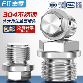 Fengji 304 stainless steel external hexagonal flange plug with side pipe oil plug bulk head water pipe metric inch 2 minutes 4 minutes g1 inch*11-dn25