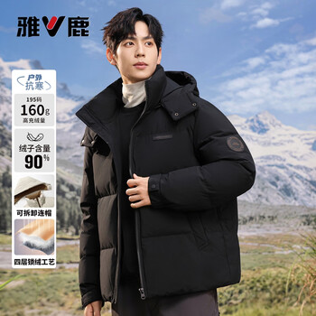 Yalu down jacket men's 2025 autumn and winter thickened detachable hooded windproof casual couple style duck down versatile short jacket