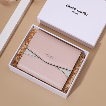 Pierre cardin (pierre cardin) good gifts for women pierre cardin women's wallet 20 new gift box wallet with multiple card slots for your lover pink/off-white - counter gift box 112*100*25 (mm)