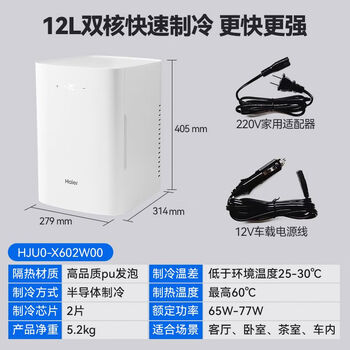 Warm and cold incubator, home car refrigeration, heating, breast milk, insulin, medicine, beverage, camping, 12l dual-core rapid refrigeration