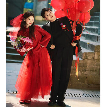 Vimadtly new chinese style cheongsam toast suit for women autumn plus size wedding engagement dress red skirt suit red suit version m _ recommended 80-100 pounds