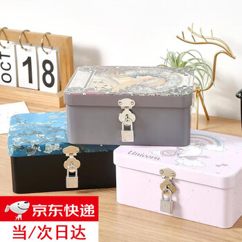 Wilkie locked box locked storage box storage box locked safe box password box mobile phone box storage box iron box medium size - mucha (13*7.5*17.5cm)