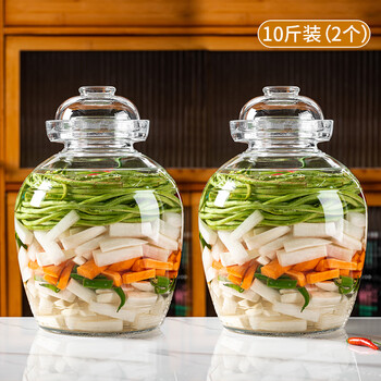 Magic bean shenghuo pickle jar household glass pickle jar pickle jar large old-fashioned food sealed sichuan pickle jar 5l glass pickle jar upgraded thickened glass - 2 pieces per 10 catties