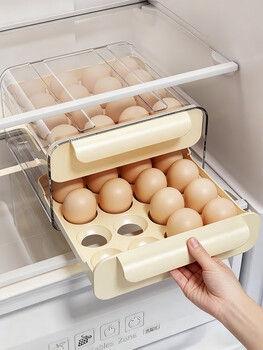 Huaiman egg carton, egg storage box, drawer-type refrigerator, home kitchen, fresh-keeping egg carton, egg tray, divided countertop, milky white - 32-grid drawer-type egg carton, single pack