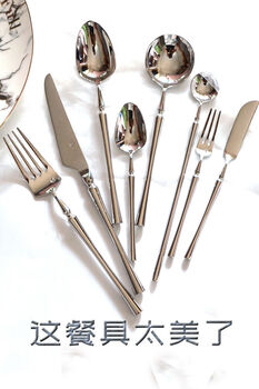 Qiao bo lai steak knife and fork set small waist french knife and fork spoon 304 stainless steel spoon western food tableware dessert spoon and fork 8-piece set