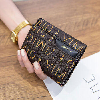 Wallet women's summer short card holder women's exquisite 2025 new tri-fold niche design small coin purse black