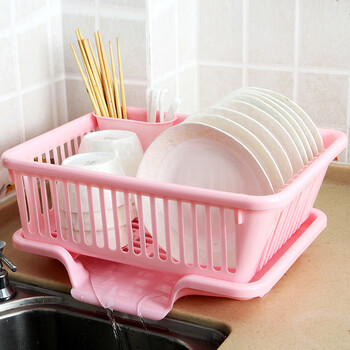 Qiao bo lai kitchen storage dish rack drain, wash and dry dishes rack dripping drain basket bowl and chopsticks storage supplies household large pink front drain