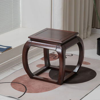 Jie yunmao black gold solid wood round stool household drum stool coffee table stool dressing and changing shoes living room small stool simple new chinese style ancient pier square stool small