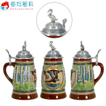 Mdng japan imported quality fully handmade german beer mug oktoberfest creative european style colored ceramics dark purple duck