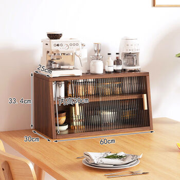 Dyed solid wood desktop storage dining table kitchen kitchen cabinet dining side counter top storage cabinet cupboard storage rack cup holder tea cabinet walnut color 603033 points 4cmb style