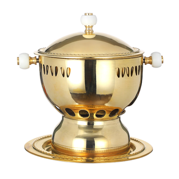 Small hot pot copper pot seafood posture, one person, one person, golden thickened copper pot, chinese style seafood self-service hot pot alcohol stove, silver 304 stainless steel liner