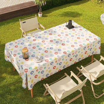 Oil painting style camping tablecloth, outdoor folding waterproof and oil-proof tablecloth, picnic barbecue portable tablecloth, egg roll tablecloth, spring blossoms (2.0 upgraded encryption cloth waterproof and oil-proof) 80*120cm