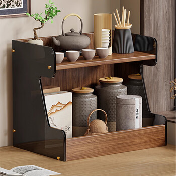 Julihui desktop storage rack water cup storage dining table countertop cup holder entryway high-end light luxury coffee cup tea sideboard walnut-black tea