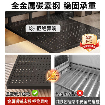 Yusenyi suspended bed for home bedroom suspended carbon steel frame bed small apartment thickened double bed cool black carbon steel frame soft package suspended bed + 20 cm spring mattress 20002000