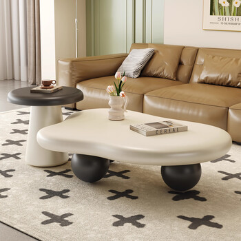 Orange french cream fengyunduo coffee table living room household high-value small apartment black and white color matching designer coffee table combination