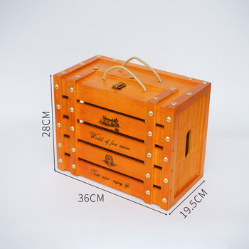 Fantasy red wine wooden box packaging box gift box wine car single exquisite wine box six wine boxes six pine spray-painted willows