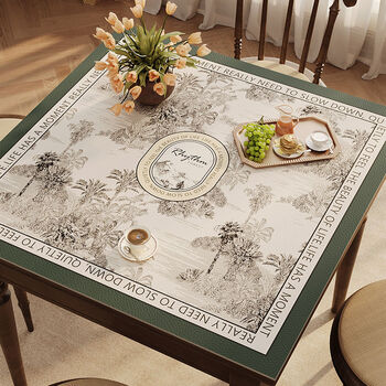Fantasy square table mat, no-wash desktop protection mat, square dining table tablecloth, living room coffee table mat, eves pebbled leather 60x120cm