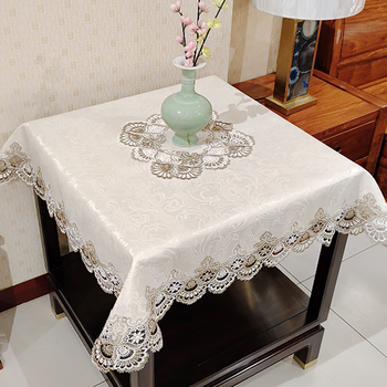 Fantasy new chinese square coffee table dining table cloth fabric square table eight immortals table small square table cloth premium mahjong tablecloth gray coffee double flower square 150x150cm suitable for 100110 table
