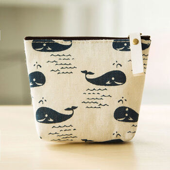 Xiaju korean version simple coin coin purse coin bag female student canvas cute key bag mini clutch small fish fabric art